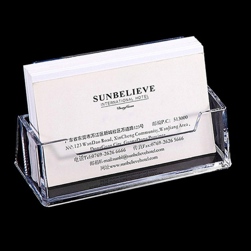 

Clear Desk Shelf Box Storage Display Stand Acrylic Plastic Transparent Desktop Business Card Holder(White)