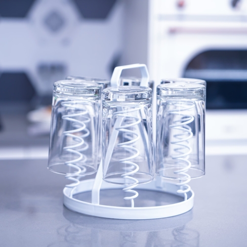 

2 PCS Home Decoration Cup Holder Living Room Dining Room Can Beating Drain Cup Holder Cup Storage Rack(White)