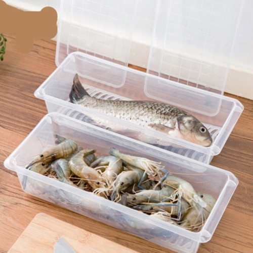 

6 PCS Kitchen Refrigerator Drainable Fresh-Keeping Box Food Plastic Sealed Freezer Storage Box Fish Fresh Box, Size:Large