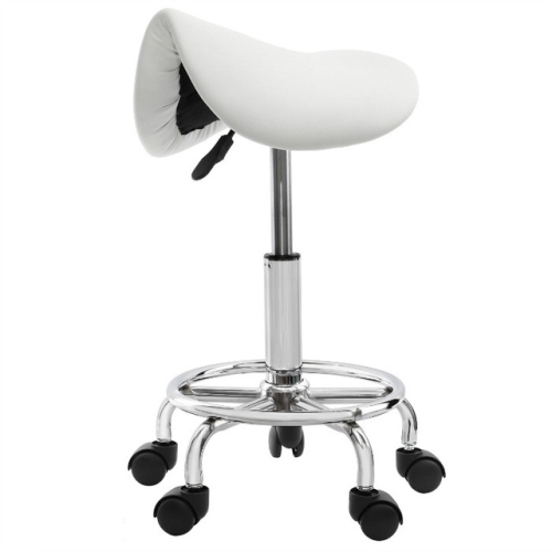 

Saddle Chair Ergonomic Computer Chair Beauty Barber Mobile Chair(White)