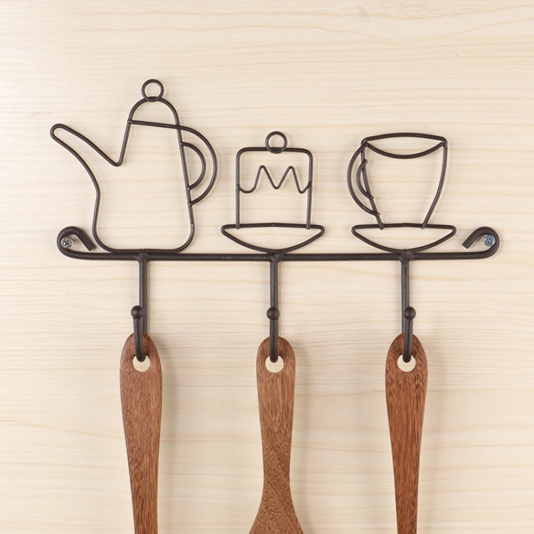 

2 PCS Free Perforated Hook Wall Hanging Rack Bathroom Wall Clothes Hook Storage Hook, Style:Teapot Models