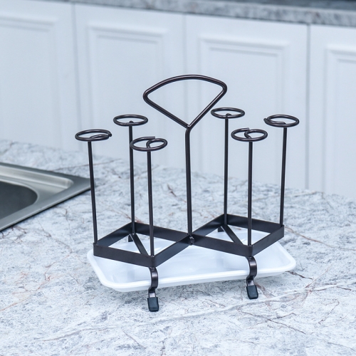 

2 PCS Wrought Iron Cup Rack With Handle Cup Holder With Tray