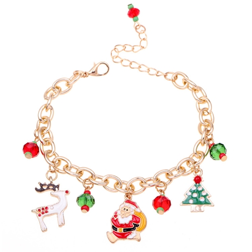 

5 PCS Santa Claus Bracelet Alloy Dripping Oil Christmas Tree Elk Bracelet Christmas Gift