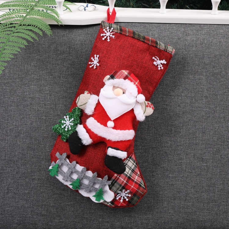 

4 PCS Christmas Sock Gift Bag Christmas Decoration(Red Old Man)