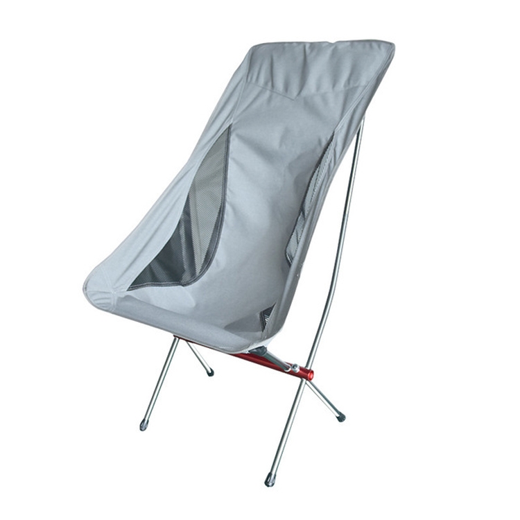 

Outdoor Portable Folding Chair Ultralight Aluminum Alloy Moon Camping Beach Chair, Color:Rice Gray Surface-Red Background