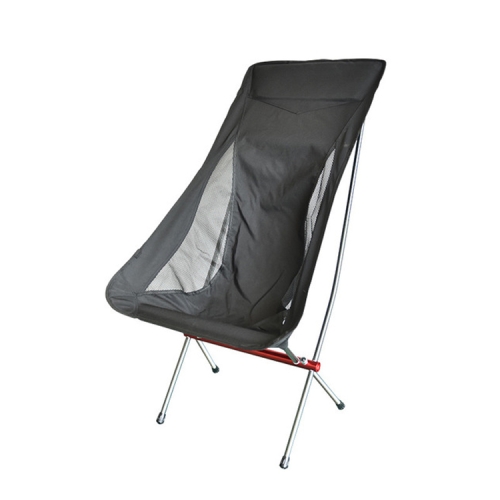 

Outdoor Portable Folding Chair Ultralight Aluminum Alloy Moon Camping Beach Chair, Color:Black Surface-Red Background