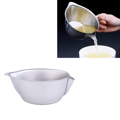 

304 Stainless Steel Grease Bowl Kitchen Grease Trap Oil Filter Soup Oil Separator Kitchen Grease Skimmer Bowl, Size:M(No Logo)