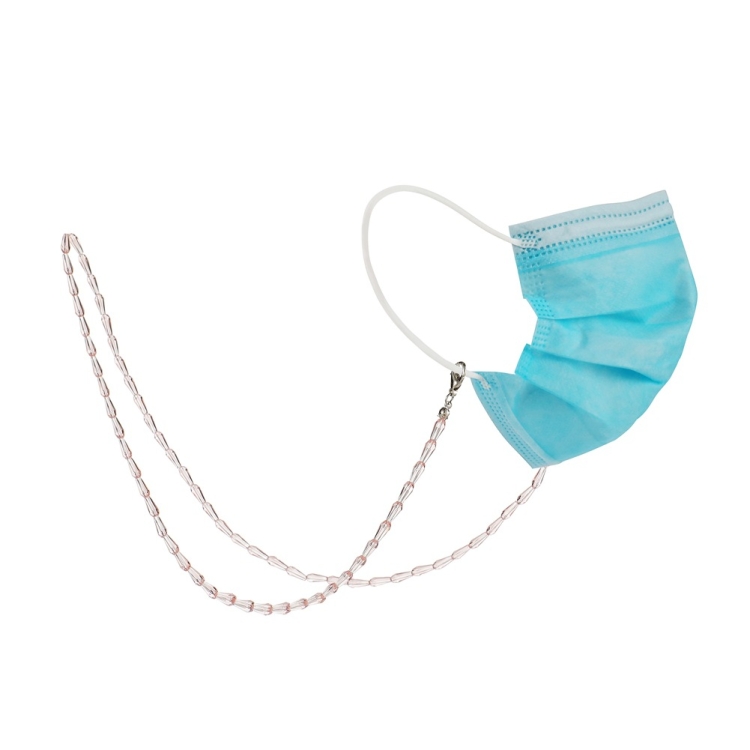 

2 PCS Drop Style Faceted Crystal Mask Lanyard Necklace Chain Glasses Chain(Transparent Pink)