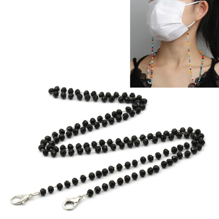 

5 PCS Mask Lanyard Handmade Crystal Bead Chain Anti-Drop Hanging Glasses Chain, Color:Black