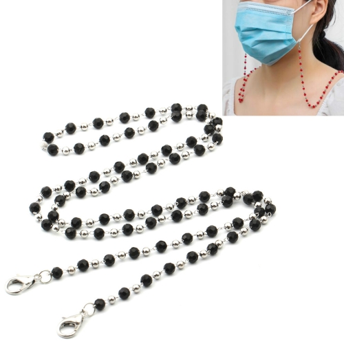 

4 PCS Necklace Personalized Handmade Crystal Bead Chain Mask Anti-Lost Lanyard Glasses Chain(Black)