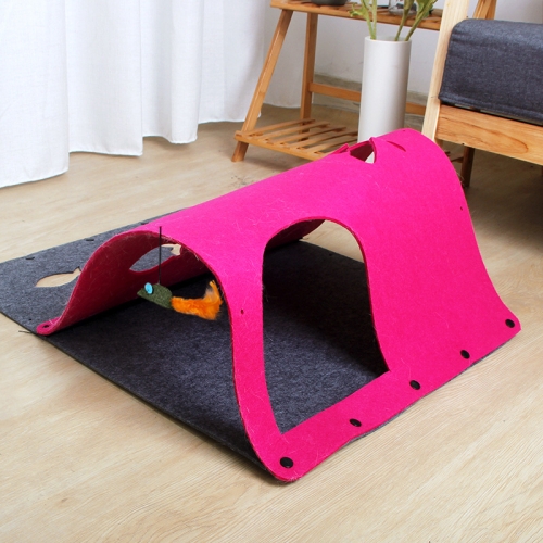 

DIY Combination Felt Cat Tunnel Cat Litter, Specification: 44x60cm(Rose Red)