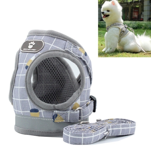 

Reflective & Breathable Vest Traction Rope Pet Chest Leash, Size:M(Gray Grid)
