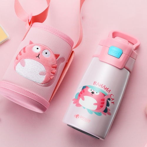 

Stainless Steel Cartoon Animal Duckbill Straw Children Thermos Cup(Pink)