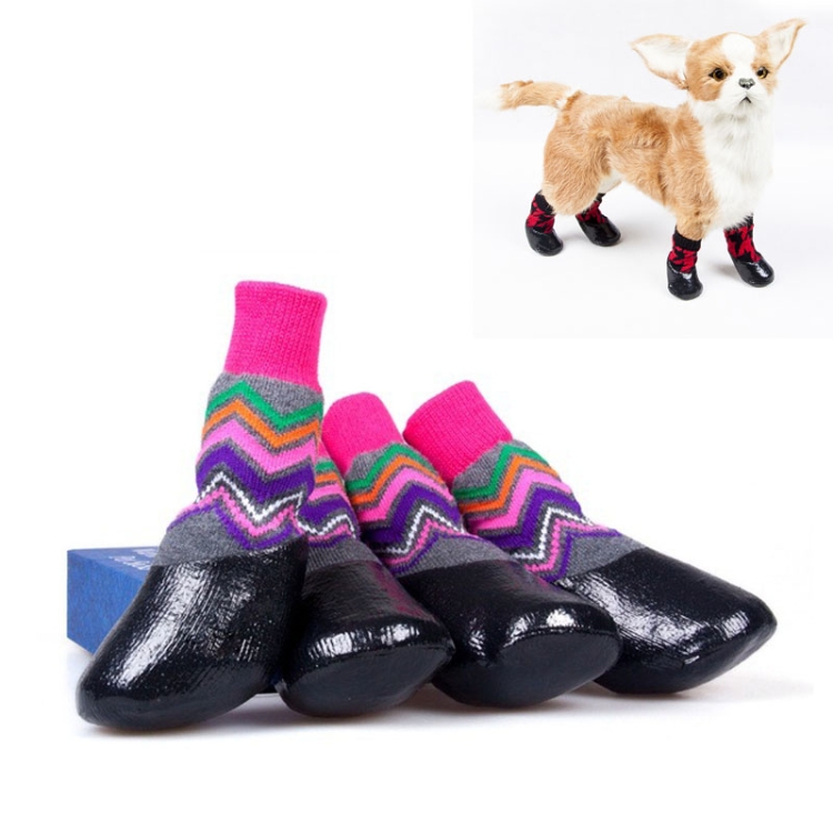 

Pet Socks Shoes Cat Dog Non-Slip Waterproof Socks, Size: Number 0(Color Striped Pink)