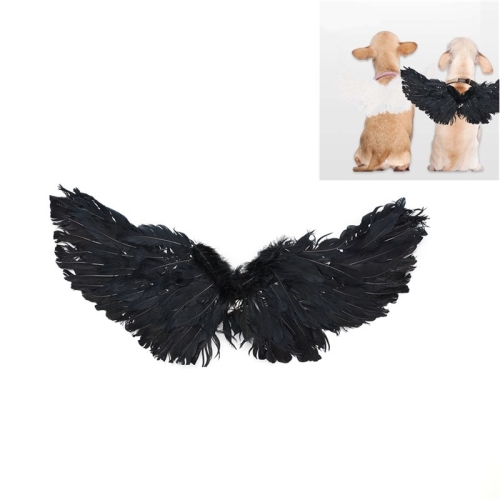 

Pet Christmas Halloween Feather Wings Devil And Angel Holiday Makeup, Specification: S(Black)