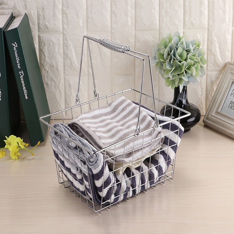

Iron Art Spring Hand Basket Basket Household Bath Laundry Kitchen Basket , Size:Small: 23x17x13 cm