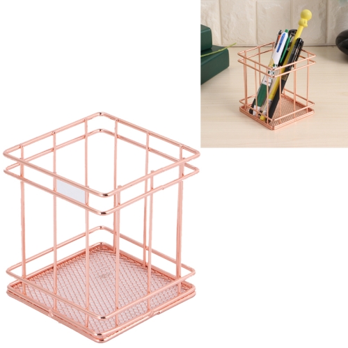 

2 PCS Rose Gold Storage Basket Home Desktop Sundries Storage Basket(Square)