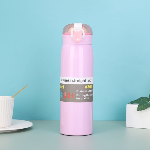 

Stainless Steel Bouncing Vacuum Flask Convenient Sports Anti-Scalding Water Cup, Capacity:350ml(Pink)