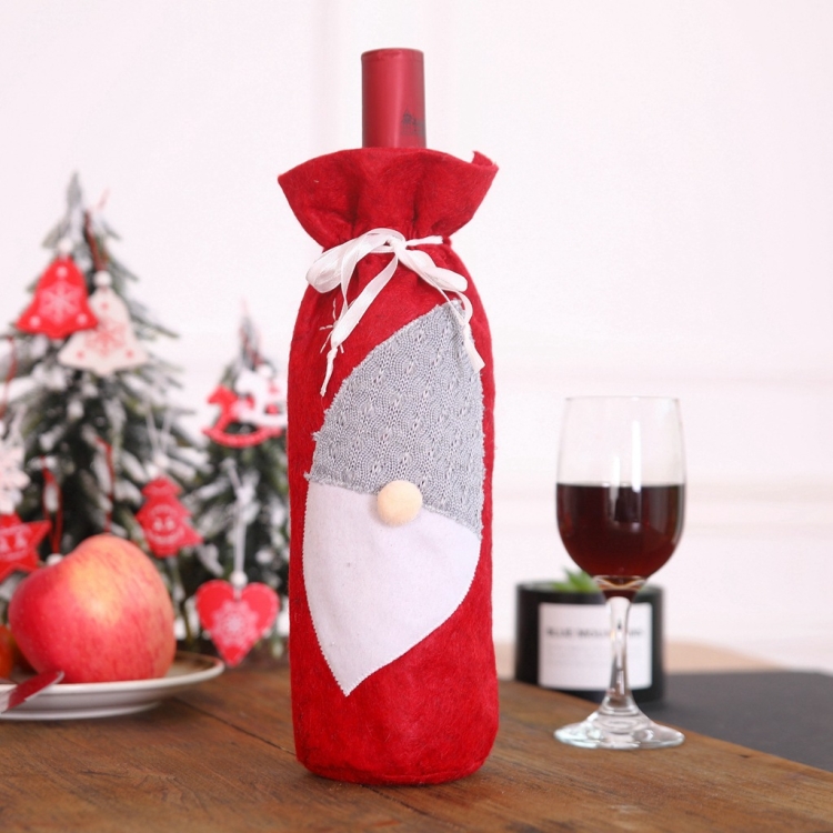 

6 PCS Christmas Wine Bag Wine Bottle Cover Table Decoration Supplies(Red)