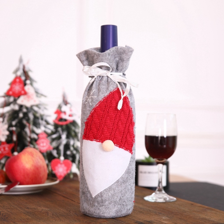 

6 PCS Christmas Wine Bag Wine Bottle Cover Table Decoration Supplies(Grey)