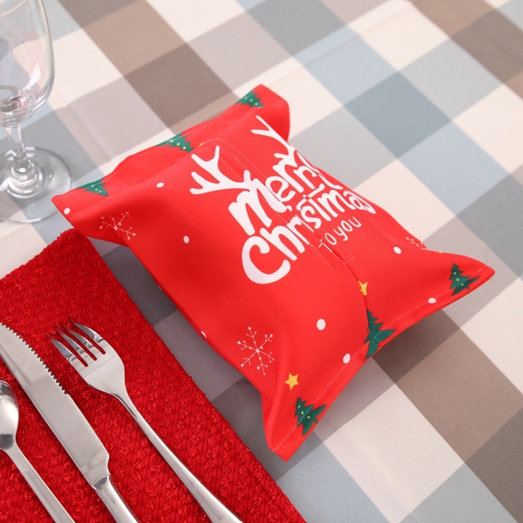 

4 PCS Christmas Gift Tissue Cover Cartoon Cloth Tissue Box Car Decoration Drawer Paper Tissue Bag Gift(Merry Christmas)