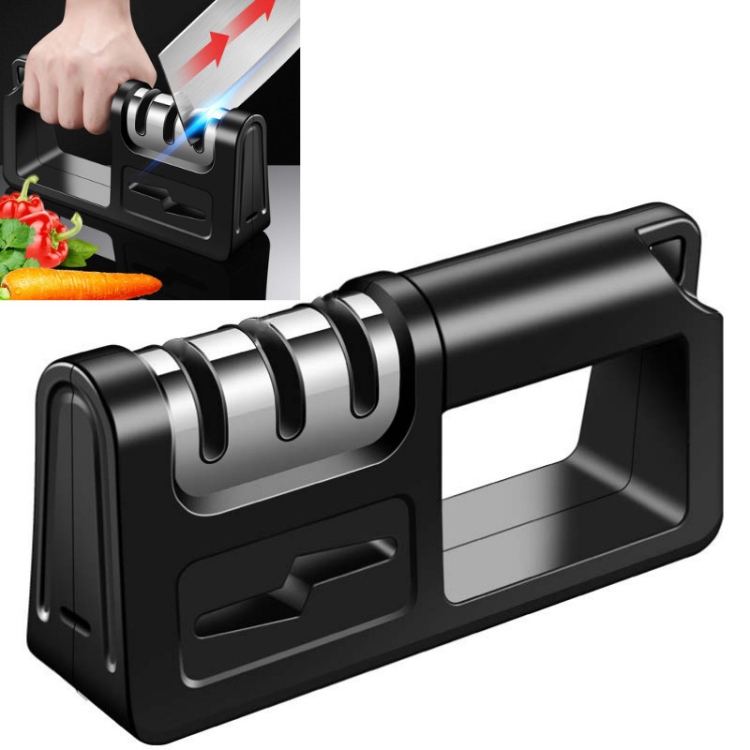 

2 PCS Three-Stage Kitchen Sharpener Multi-Function Kitchen Knife Scissors Sharpening Stone, Specification:Ordinary Cutter Head, Color:Black