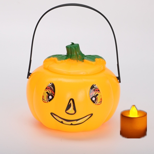

2 PCS Hand-Held Halloween Pumpkin Lantern Decoration With Lid, Style:Eyelet