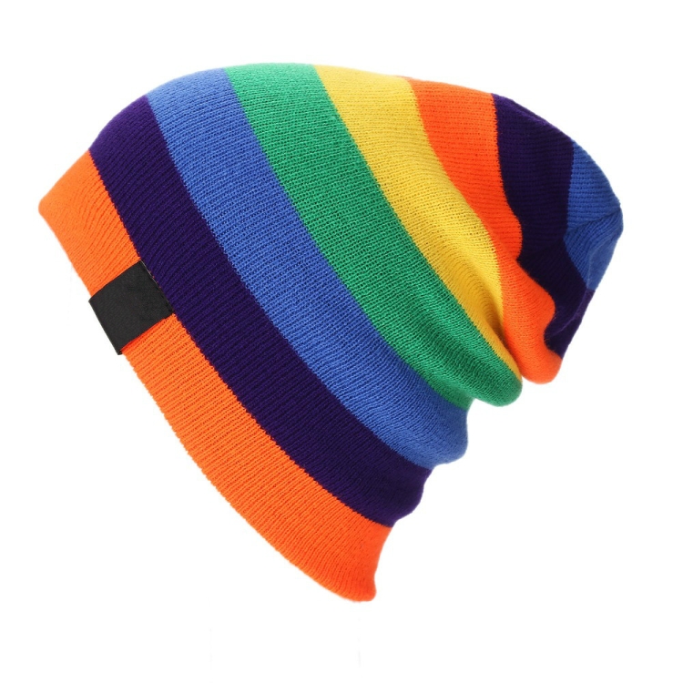 

Autumn and Winter Ski Multicolor Horizontal Stripes WarmKnitted Sweater Cap for Men / Women, Hat Size:27 x 21cm(Orange)