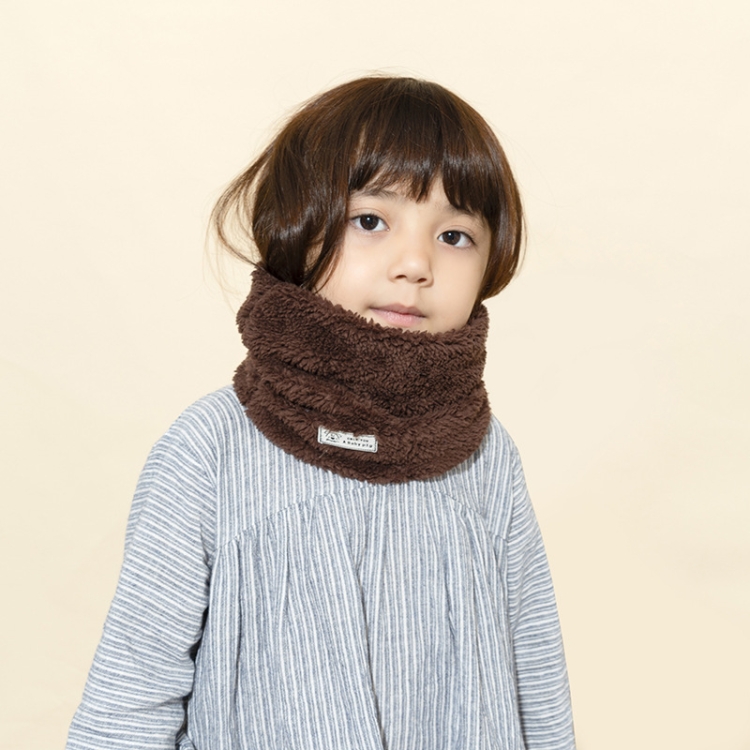 

4 PCS Solid Color Children Warm Scarf Lamb Plush Bib, Size:24 x 19.5cm(Coffee)