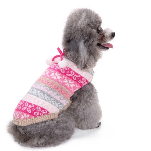 

Autumn Winter Pet Clothes Christmas Snowflake Knitted Pattern Sweater, Size: S(Rose Red)