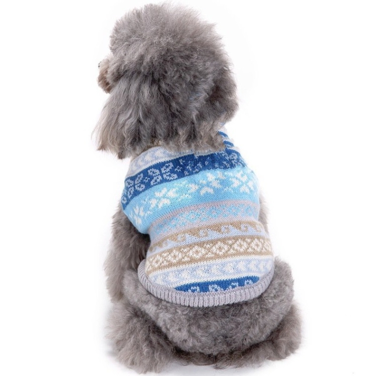 

Autumn Winter Pet Clothes Christmas Snowflake Knitted Pattern Sweater, Size: XL(Blue)
