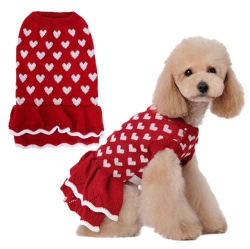 

Autumn Winter Pet Red Love Sweater Festive Christmas Pet Clothes, Size: XXL