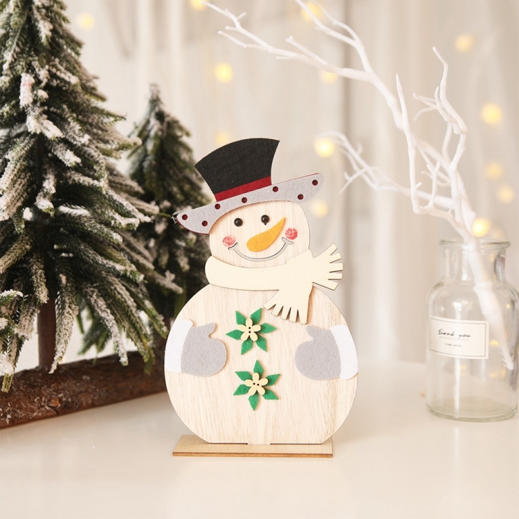 

5 PCS Christmas Wooden Decorative DIY Ornaments(Top Hat Snowman )