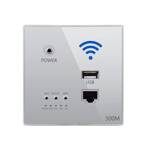 

86 Type Through Wall AP Panel 300M Hotel Wall Relay Intelligent Wireless Socket Router With USB(Gray)