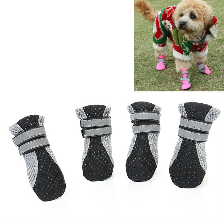 

4 in 1 Pet Shoes Dog Shoes Walking Shoes Small Dogs Pet Supplies, Size: S(Black)
