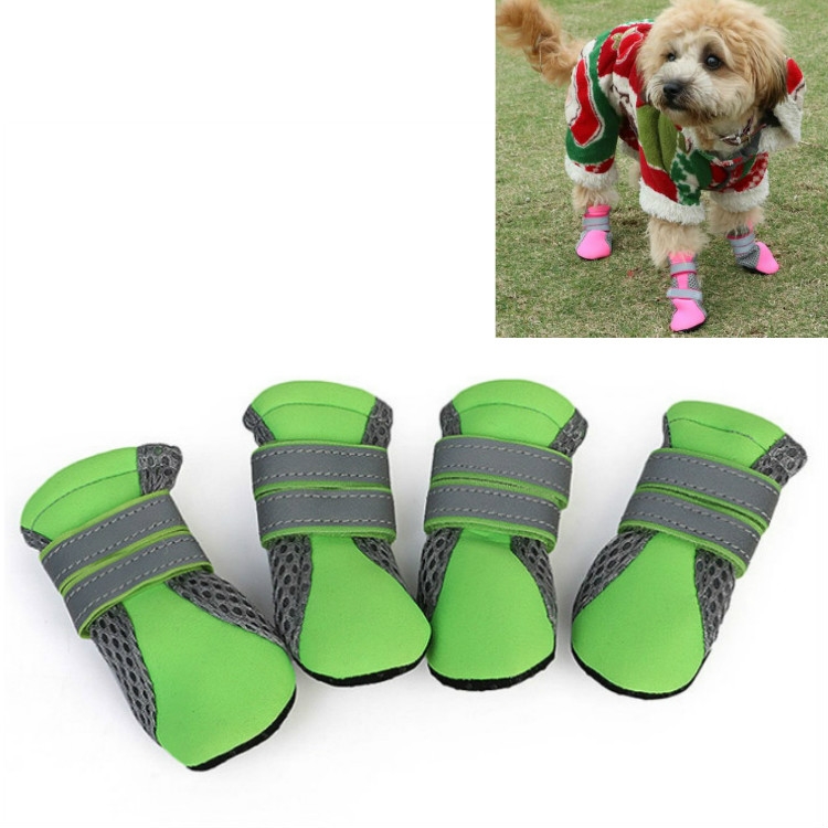 

4 in 1 Pet Shoes Dog Shoes Walking Shoes Small Dogs Pet Supplies, Size: M(Green)