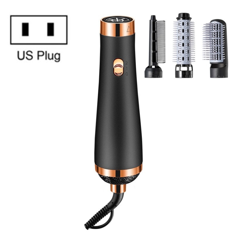 

Strong Wind Hair Dryer Hot Air Comb 3 in 1 Multifunctional Hair Straightener Curling Iron Hair Dryer, Product specifications: US Plug(Black)