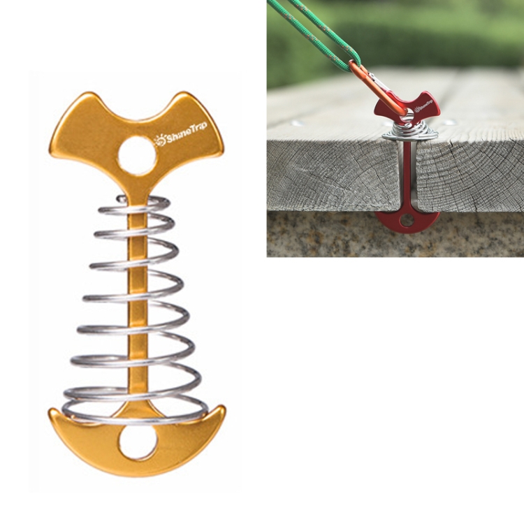 

2 Set / 8 PCS Outdoor Tent Spring Nails Lengthened Aluminum Alloy Fishbone Spring Nail Tent Canopy Boardwalk Fixed Wire Spring Nail(Golden)