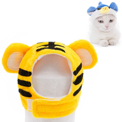 

4 PCS Soft Cat Headgear Cat Dog Cross Dress Pet Hat, Size: S(Tiger)