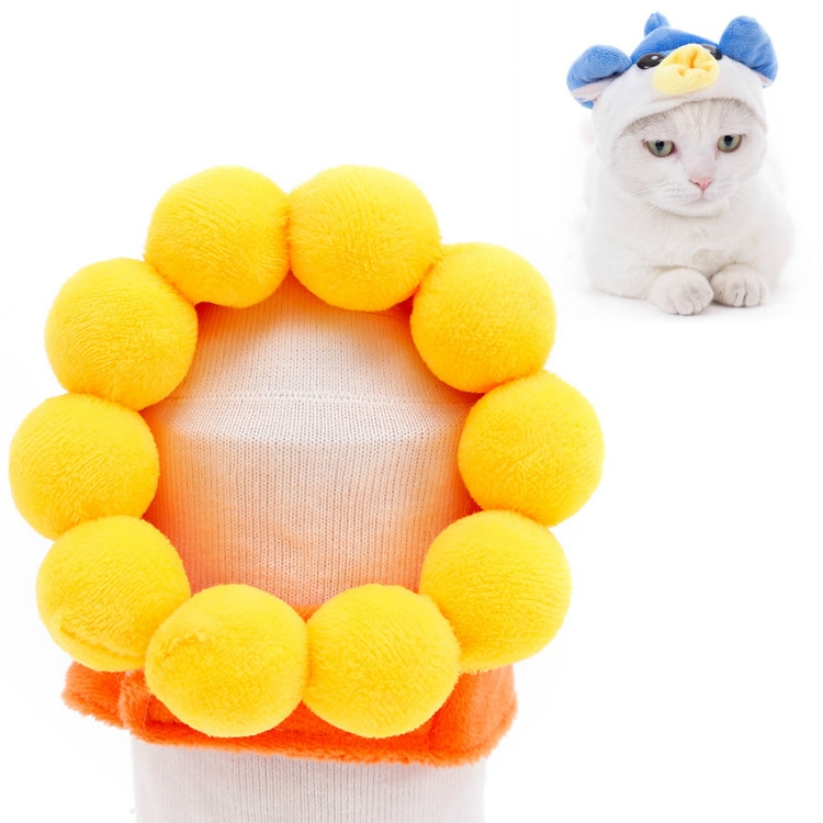 

4 PCS Soft Cat Headgear Cat Dog Cross Dress Pet Hat, Size: L(Sun Flower)