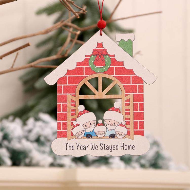 

7 PCS Wooden Painted Pendants Christmas Tree Decorations, Specification: Red House