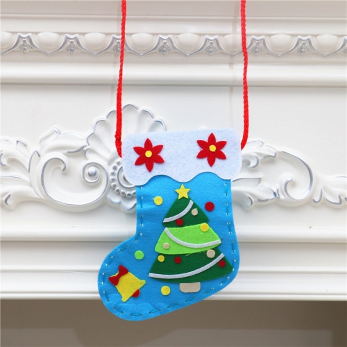 

6 PCS Christmas DIY Handmade Christmas Stocking Backpack Kindergarten Educational Small Gift Gift Bag(Blue)