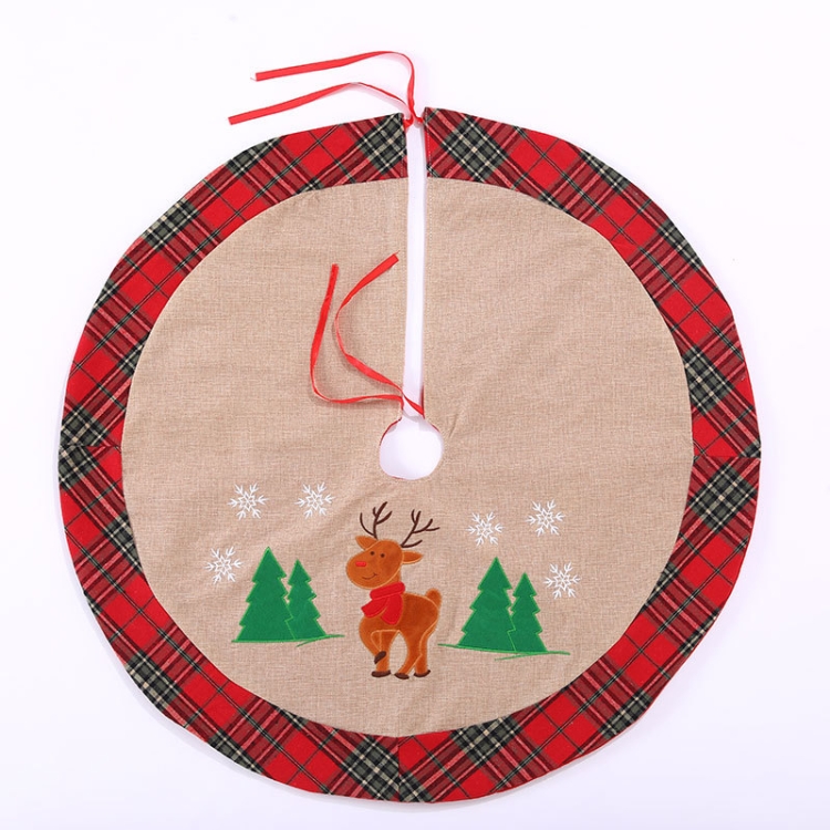 

90cm Christmas Decoration Supplies Linen Tree Skirt Tree Bottom Decoration(Deer)