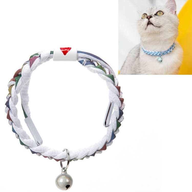 

4 PCS Adjustable Pet Bell Color Cotton Woven Cat and Dog Universal Collar, Colour: Braided Colorful