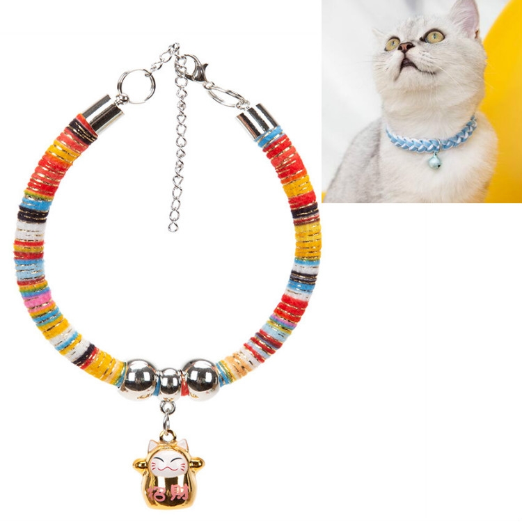 

4 PCS Adjustable Pet Bell Color Cotton Woven Cat and Dog Universal Collar, Colour: Red