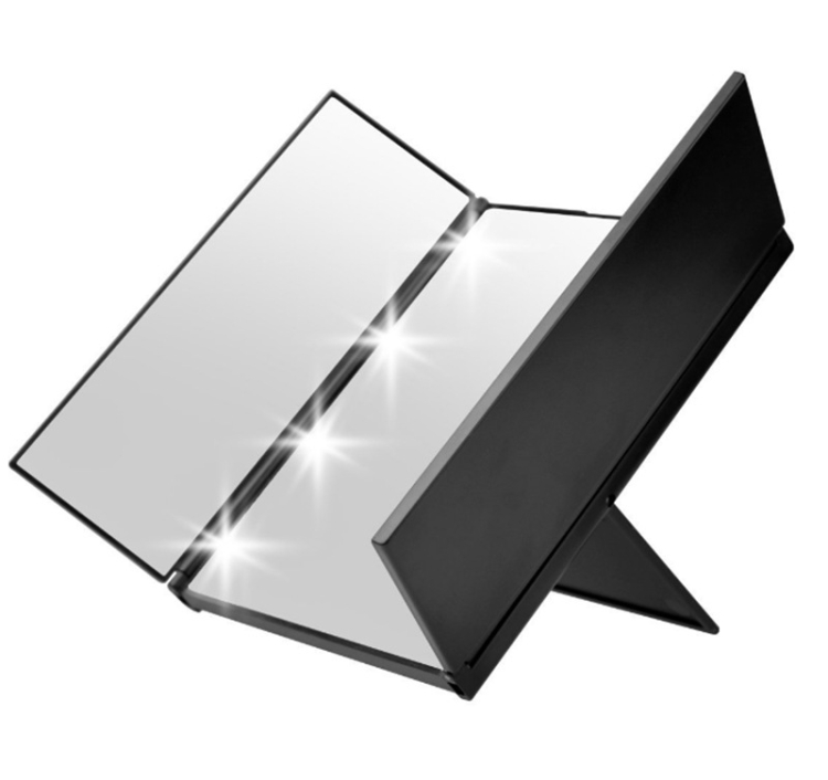 

Tri-Fold Mirror LED 8 Lights Makeup Mirror(Black)