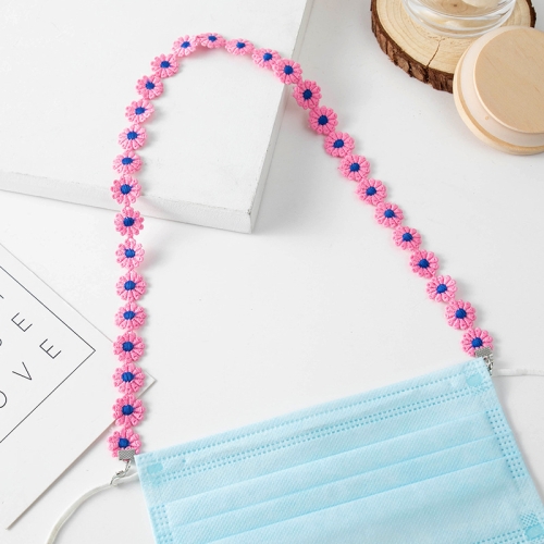 

6 PCS Mask Anti-Lost Hanging Neck Lanyard Student Adult Flower Mask Lanyard Can Be Washed And Reused(Pink)