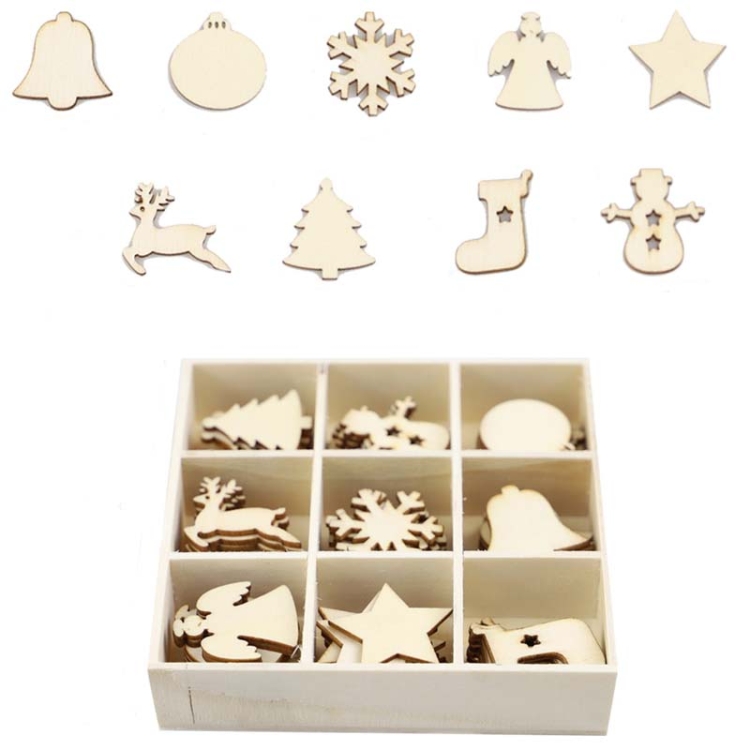 

Christmas Creative DIY Decoration Gift Set Handmade Wood Chip Pendant, Style:JM02031