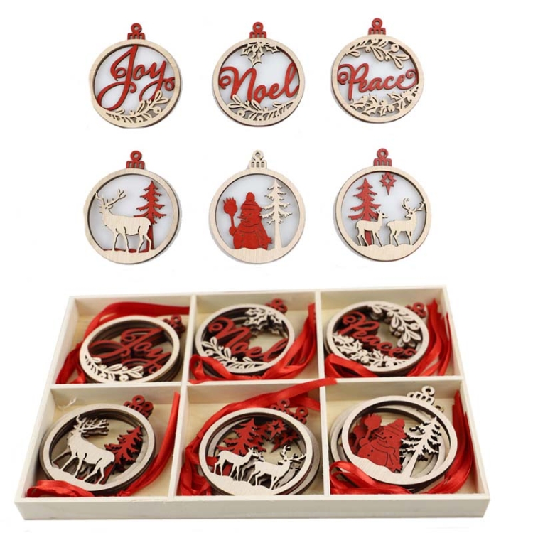 

Christmas Creative DIY Decoration Gift Set Handmade Wood Chip Pendant, Style:JM02036