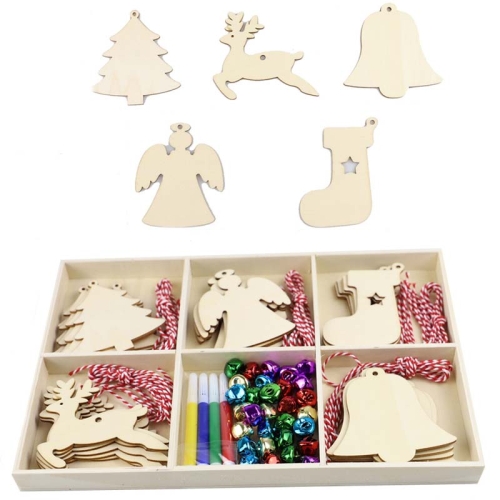 

Christmas Creative DIY Decoration Gift Set Handmade Wood Chip Pendant, Style:JM02039